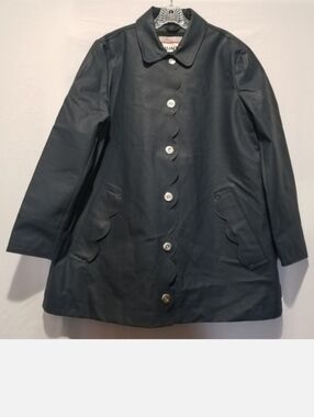 HUNTER Waterproof Rain Coat with Scalloped Edging, Navy, Size L, NWOT